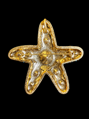 Gold-Tone Blue Starfish Brooch Pendant