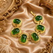 Gold-Tone Color Glass Stone-Style Statement Chain Bracelet