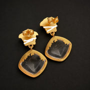 Back view of 18K gold-plated clear crystal-style drop earrings