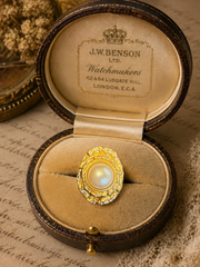 18K gold-tone pearl-style adjustable open ring front view
