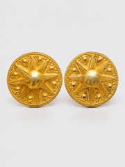 Vintage Starburst Sculpted Gold Statement Ear Clip Earrings (Pre-Order)