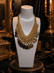 Vintage Gold Medallion Chain Statement Necklace