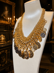 Vintage Gold Medallion Chain Statement Necklace