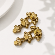 Gold-Tone Floral Crystal-Style Drop Stud Earrings