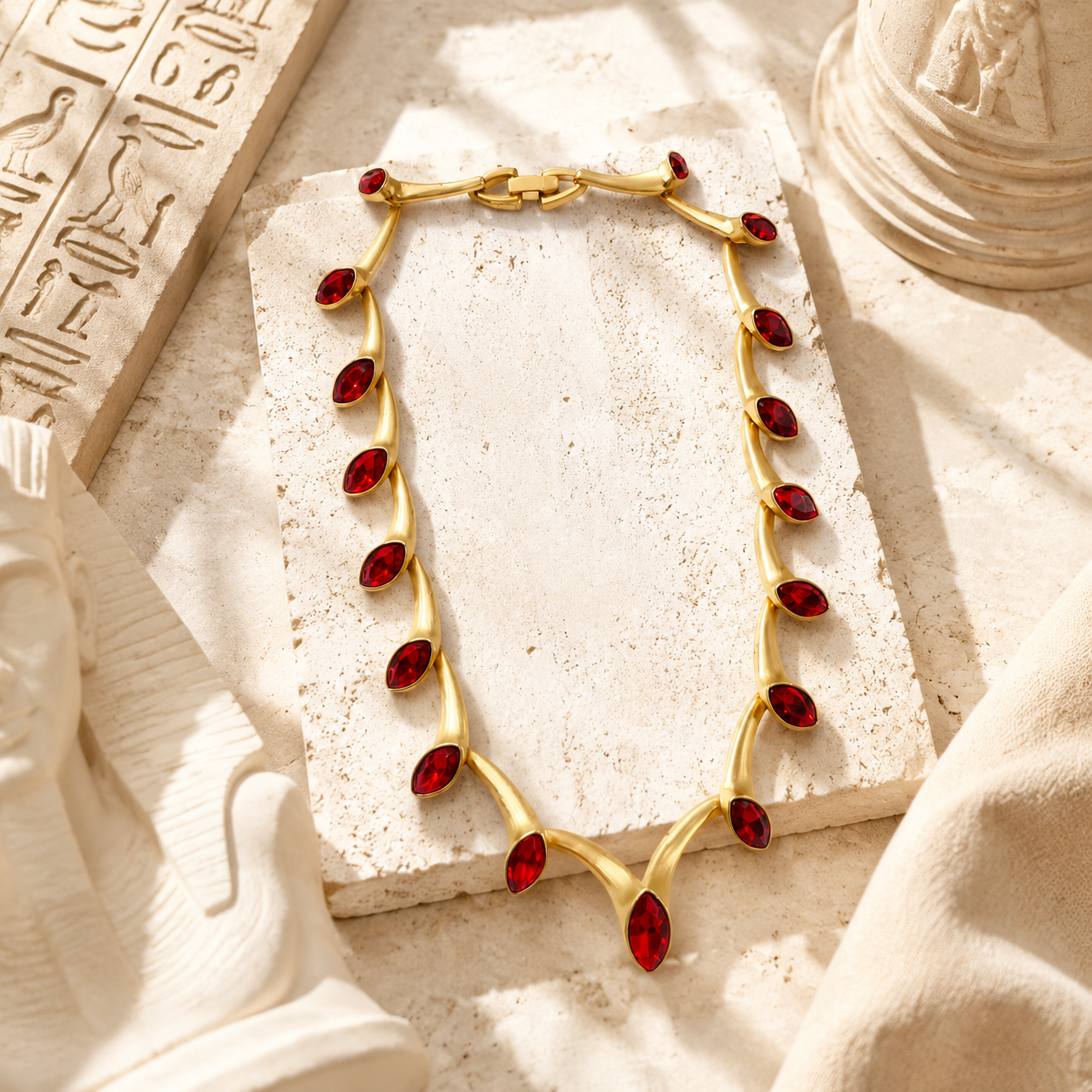 Gold-Tone Clear Crystal-Style Statement Necklace