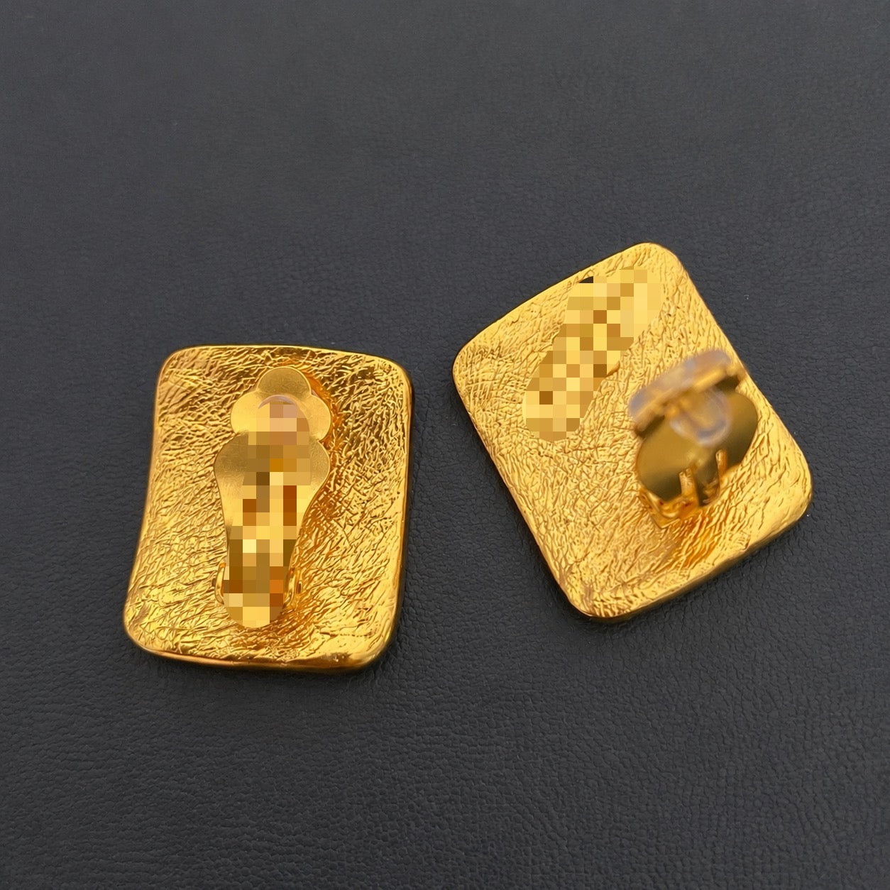 Back view of the clip-on closure on square letter earrings