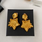 24K gold-tone vintage-inspired five-point star clip-on earrings, display view