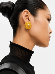Vintage Starburst Sculpted Gold Statement Ear Clip Earrings (Pre-Order)
