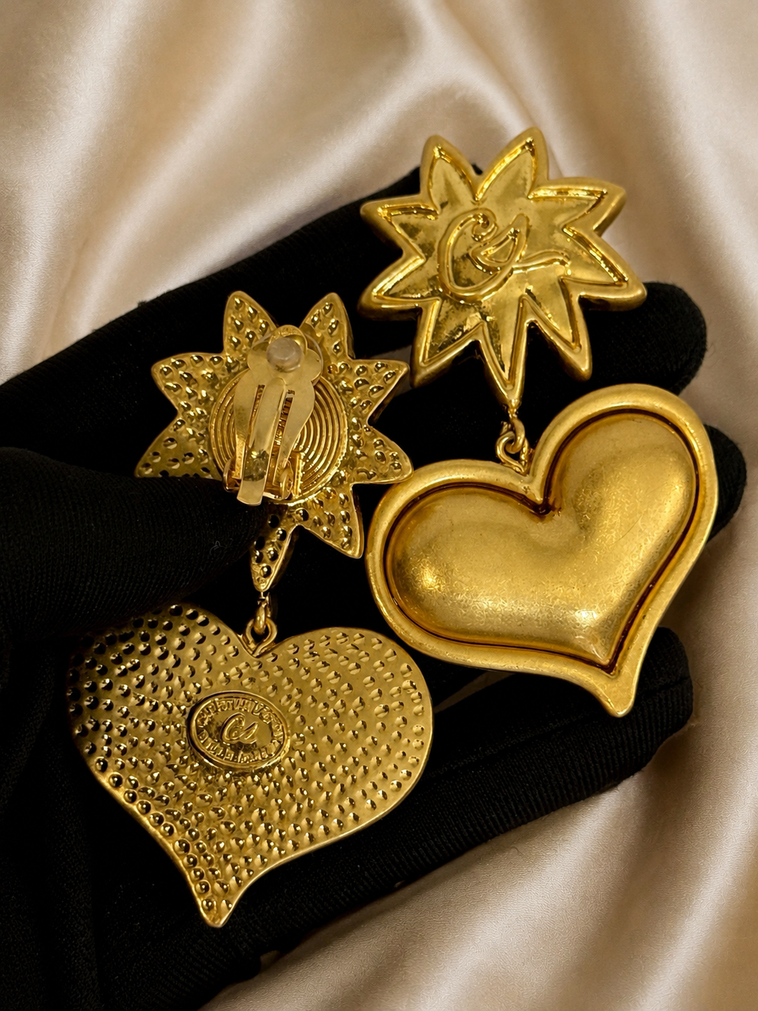 Sunburst Heart Clip-On Earrings