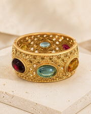 Gold-Tone Jeweled Open Cuff Bracelet