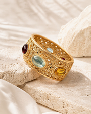 Gold-Tone Jeweled Open Cuff Bracelet