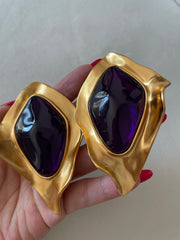 Gold-Tone Multicolor Sculptural Clip-On Earrings