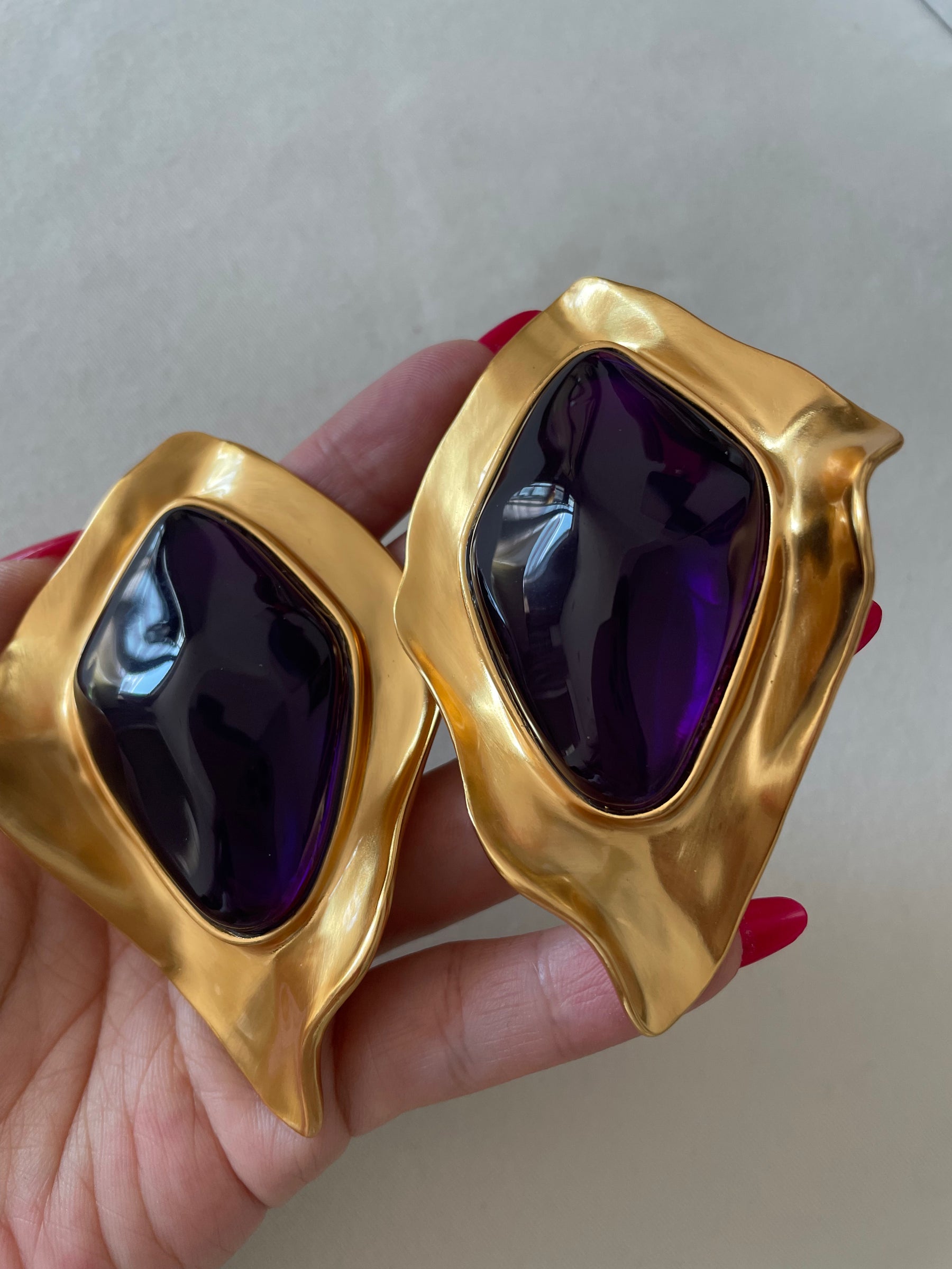Gold-Tone Multicolor Sculptural Clip-On Earrings