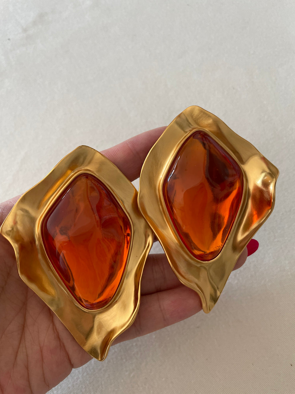 Gold-Tone Multicolor Sculptural Clip-On Earrings