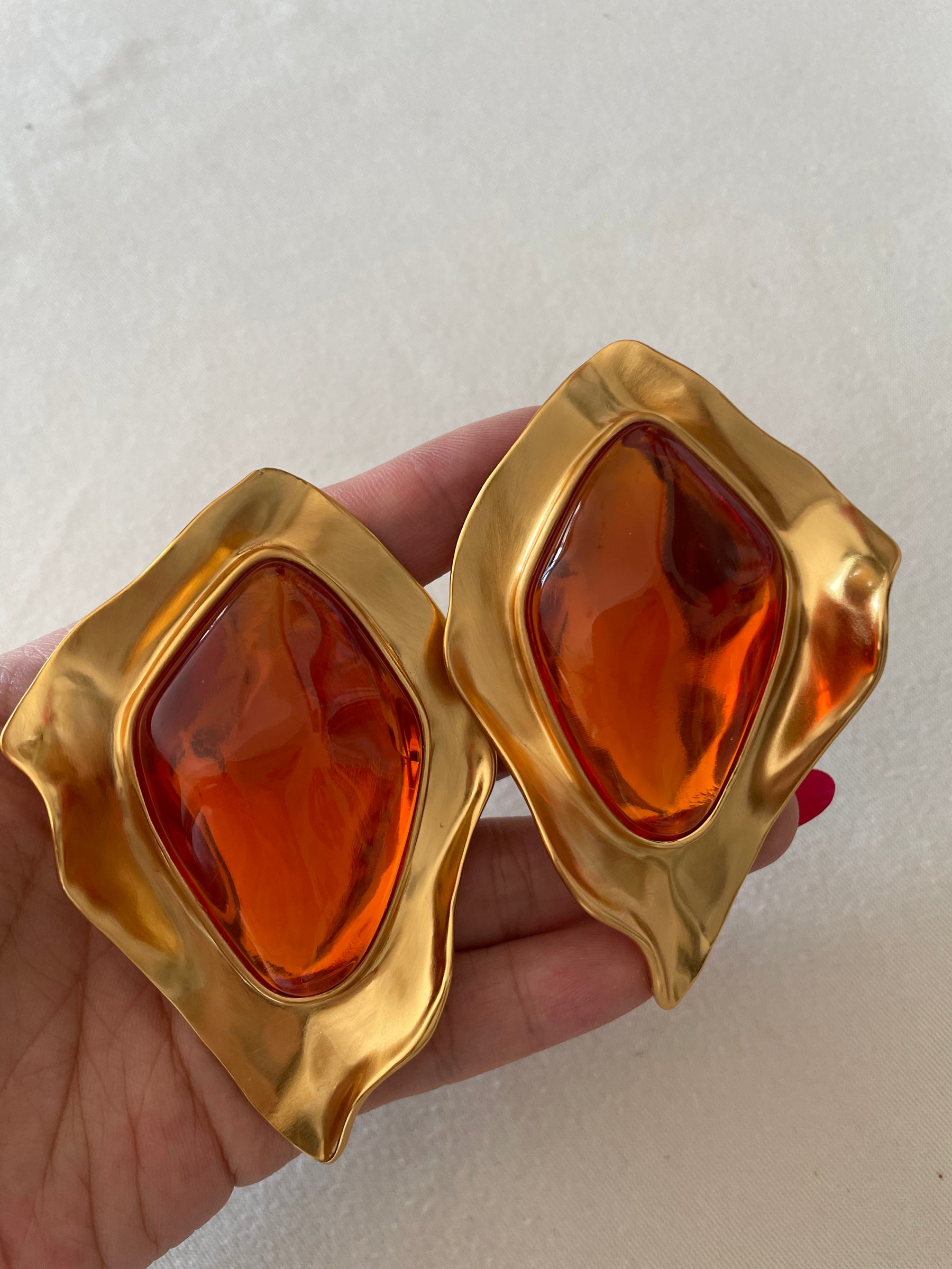 Gold-Tone Multicolor Sculptural Clip-On Earrings