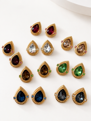 Sparkling teardrop statement stud earrings in eight colors