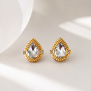 Clear sparkling teardrop statement stud earrings