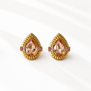 Champagne sparkling teardrop statement stud earrings