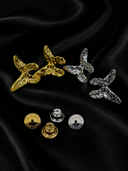 Gold-tone and silver-tone butterfly stud earrings with post backs