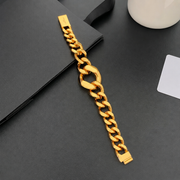 Gold-plated brass chunky chain bracelet full length view