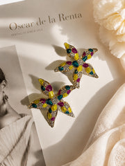 Gold-tone Citrus Multi crystal-style starfish stud earrings pair display