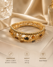 Gold-tone cuff bracelet with amber glass-look accents