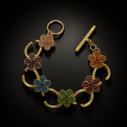 Gold-tone floral sparkle link bracelet, Style 2