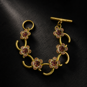 Gold-tone floral sparkle link bracelet, Style 5
