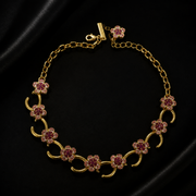 Gold-tone floral sparkle statement necklace, pink Style 2