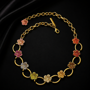 Gold-tone floral sparkle statement necklace, multicolor Style 3