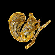 Gold-tone squirrel convertible brooch pendant back view with pin and pendant loop
