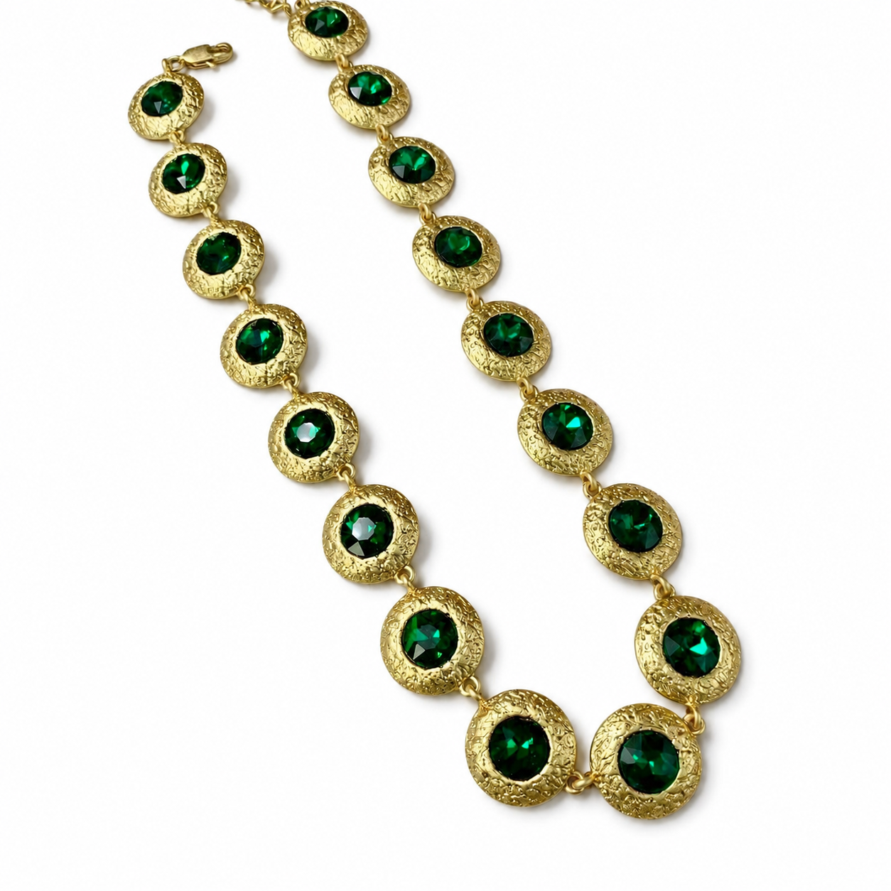 Gold-tone textured faceted color-link necklace, Color 1