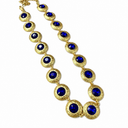 Gold-tone textured faceted color-link necklace, Color 2