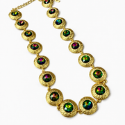 Gold-tone textured faceted color-link necklace, Color 3