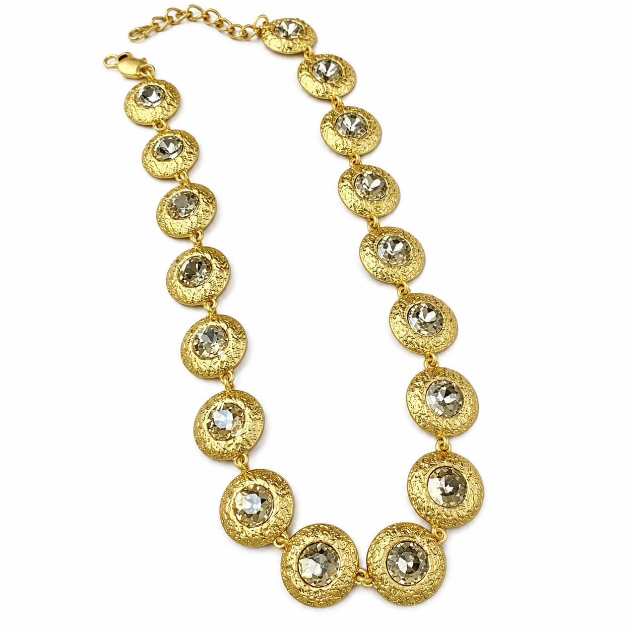 Gold-tone textured faceted color-link necklace, Color 4