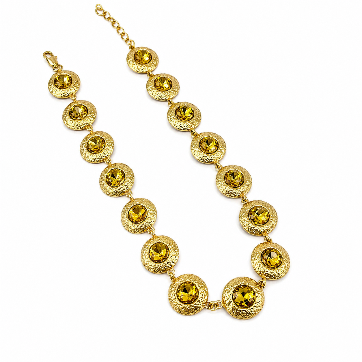 Gold-tone textured faceted color-link necklace, Color 5