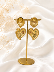 Gold-tone multicolor heart drop stud earrings back view
