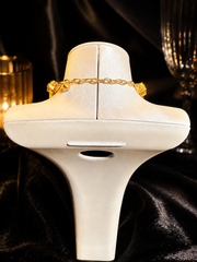 Gold-tone glass rhinestone cube link statement necklace back clasp detail