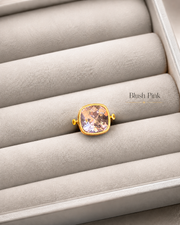 Gold-tone square statement ring in Blush Pink