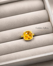 Gold-tone square statement ring in Golden Yellow