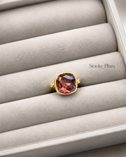 Gold-tone square statement ring in Smoky Plum
